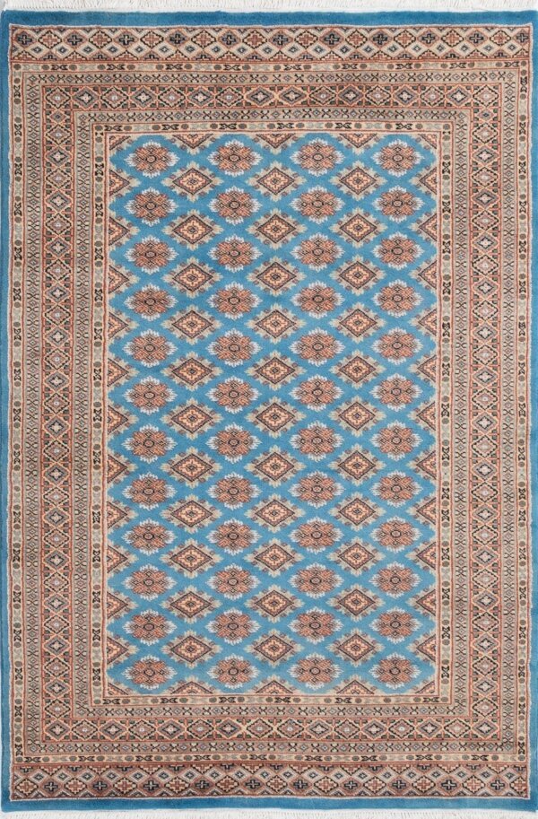 Blue Jaldar Handknotted Area Rug 4'2" x 6'1" (1.28 x 1.85 m) - 30325